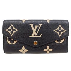 ルイ・ヴィトン LOUIS VUITTON 財布 レディース ブランド 長財布 モノグラムアンプラント ポルトフォイユ・サラ ブラック ベージュ M80496 大きめ おしゃれ バイカラー ロゴ 可愛い 【中古】