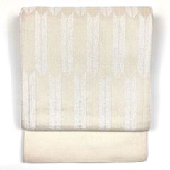 リユース帯 袋帯 白 フォーマル セミフォーマル 刺繍 天使とバラ 矢羽根 六通 未洗い MS1478