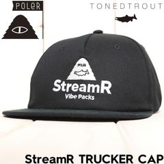 帽子 スナップバックキャップ  POLeR × TONEDTROUT ポーラー トーンドトラウト コラボ StreamR TRUCKER CAP 251MCV0221 BLK 日本代理店正規品