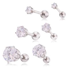 【シルバー 3/5/7㎜ 3ペアセット】[Adelina Style] ピアス レディース 人気 1粒 6爪 キュービックジルコニア スタッドピアス サージカルステンレス つけっぱなし イヤリング 金属アレルギー対応 両耳