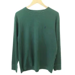ポロ ラルフローレン POLO RALPH LAUREN Tシャツ 長袖 サーマル ワンポイント ロゴ 薄手 Mサイズ 緑 グリーン ■MET1