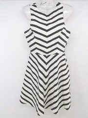 ◇ ZARA Trafaluc ボーダー バックオープン ノースリーブ ミニ ワンピース サイズ EUR S ホワイト ブラック レディース P 1208220014749