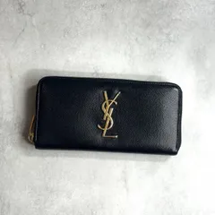 YSL SAINT LAURENT サンローラン / カサンドラジップアラウンドウォレット 長財布 キャビアスキン ブラック ゴールド CASSANDRA 370776