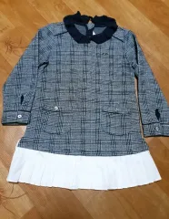 renoma(レノマ) キッズ チェック フリルカラー プリーツ ワンピース 120