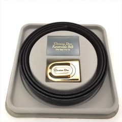 未使用 Christian Dior ディオール レザー ロゴ金具 ヴィンテージ ベルト ファッション 小物 ユニセックス ブラック m14651