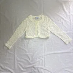 美品 motherways マザウェイズ 女の子 子供用 ボレロ カーディガン 120㎝ ホワイト レース フリル お花 おしゃれ かわいい 発表会 結婚式 セレモニー フォーマル 入園式