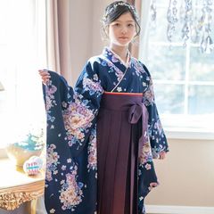 新品未使用 キャサリンコテージ 袴 手鞠ねこ フルセット簡単着付け 卒業式165 HAKAST18-NV】着付け簡単袴セット 刺繍入り 京都絵師描き下ろし