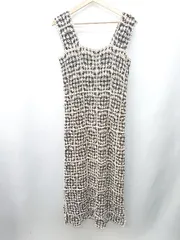 ◇ ⊂ Bab 花モチーフ かぎ編み スリット加工 ロング丈 ワンピース サイズM ブラック アイボリー レディース E  【1409240004059】