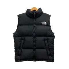 ザノースフェイス THE NORTH FACE ダウンベスト ヌプシベスト ハイネック ロゴ刺繍 ワンポイント ND92338 L 黒 ブラック 白 ホワイト