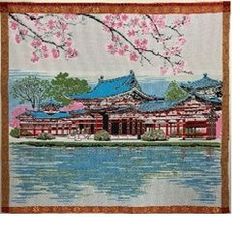 ジャガード織マット　No.16　日本の原景　宇治・平等院　　３０ｃｍｘ２７ｃｍ