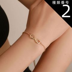 種類2：ゴールド/あり ブレスレット レディース ゴールド チェーン 8の字 リボン シンプル チェーンブレスレット 金色 アジャスター アズキ チェーン