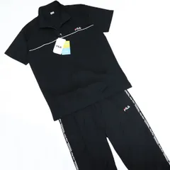 ★フィラ FILA 新品 メンズ 吸水速乾 UVカット ジャージ 半袖シャツ パンツ 上下セット SET スーツ 黒 XL[SET411919-BK-LL]一 五 参★QWER