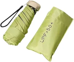 TORATA UPF50+ 晴雨兼用コンパクト 折りたたみ傘 軽量 携帯用収納ケース付き 日傘 メンズ レディース 小型 UVカット 紫外線対策 晴雨兼用傘 男女兼用 ビジネスOK(ライトグリーン,  開いた状態：長さ55cm シェード92cm)