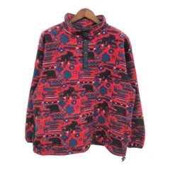 90年代 L.L.Bean エルエルビーン ハーフスナップ プルオーバー フリースジャケット アウトドア 総柄 (メンズ XL相当) 中古 古着 Q2678