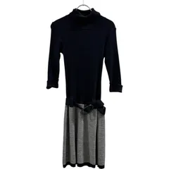 B054 NATURAL BEAUTY BASIC ナチュラルビューティーベーシック レディース ウエスト切り替え ニット ワンピース タートルネック ベルト付き Sサイズ