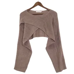 MOUSSY マウジー 秋冬★ ボートネック クロップド ショート丈 リブ ラップ ニット セーター Sz.2 レディース ベージュ