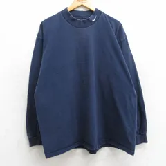 XL/古着 ナイキ NIKE 長袖 ビンテージ Tシャツ メンズ 00s ワンポイントロゴ 大きいサイズ モックネック ハイネック 紺 ネイビー 25mar04 