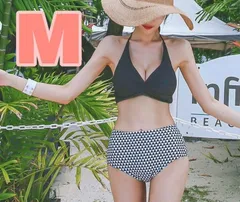 M かわいい！チェック柄水着♪幾何学模様　ビキニ セパレート セクシー　おしゃれ