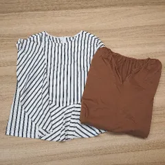 ◇ ◎ 《 Auie F まとめ商品2点セット サイズ38 ブラウン ストライプ カットソー レディース 》 E  【1307040043479】