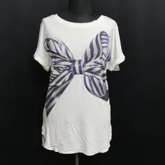 イタリア製★コッカパーニ/COCCAPANI★リボンプリント/半袖Tシャツ【40/レディースS程度/白】Tops/Shirts◆sBH897<sale>