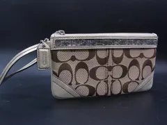 ■美品■ COACH コーチ シグネチャー キャンバス×レザー ポーチ マルチケース リストレット ブラウン系×ゴールド系 DY0699