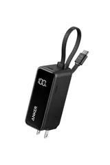 Anker Power Bank (30W, Fusion, Built-In USB-C ケーブル) (5000mAh 22.5W出力モバイルバッテリー搭載 30W出力USB充電器) / LEDディスプレイ搭載/USB-Cケーブル一体型/コンセント一体型/折