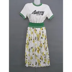 ◇ FREE'S MART 花柄 プリーツ 切替 半袖 ロング ワンピース サイズＦＲ オフホワイト グリーン マルチ レディース  【中古】 【1206170009747】