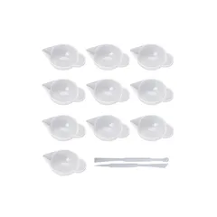 YFFSFDC レジン道具 調色パレット 10枚+調色スティック 2本セット シリコン製 UVレジン用ツール 柔らかい DIY 手芸 UVレジン用具 半透明 ハンドメイド道具 1