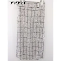 ◇ ◎ natural couture 格子柄 バックスリット ロング タイト スカート サイズF ホワイト ブラック系 レディース  【中古】 【1203020005874】