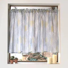 アウトレット カフェカーテン 綿100% (72cm×100cm) スタンダードタイプ リーフスケッチのサムネイル