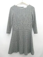 ◇ KUMIKYOKU 組曲 裏地あり ウール混 バックジップ 長袖 ミニ ワンピース サイズ2 グレー レディース P  【1307250027214】