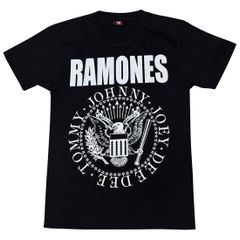 【土日も発送】Ramones ラモーンズ 白ロゴ  メンズ レディース ロックＴシャツ バンドＴシャツ ブラック 半袖 RockYeah
