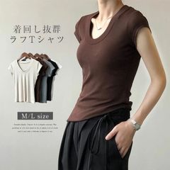 Tシャツ レディース 半袖 夏 秋 春 リブ素材 無地 Uネック ゆったり カジュアル 大きいサイズ おしゃれ シンプル ゆるっと きれいめ 着回し 汗染み防止 トップス カットソー xzzhang392