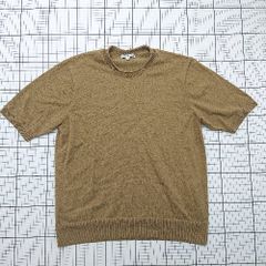 ◇ ⊂ UNIQLO ユニクロ JW ANDERSON コラボ 半袖 リネンコットンクルーネックセーター サイズL カーキ系 レディース E  【1508200020105】