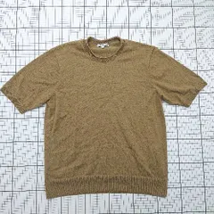 ◇ ⊂ UNIQLO ユニクロ JW ANDERSON コラボ 半袖 リネンコットンクルーネックセーター サイズL カーキ系 レディース E  【1508200020105】