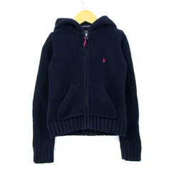 ラルフローレン ニットパーカー コットン100% ブランド トップス キッズ 男の子用 6Xサイズ ネイビー RALPH LAUREN 【中古】