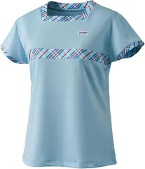 【新品】prince（プリンス）レディース ウィメンズ ゲームシャツ テニスウェア バドミントンウェア アクティブウェア 半袖Tシャツ 吸汗速乾 UPF50　サックス WS4071-125