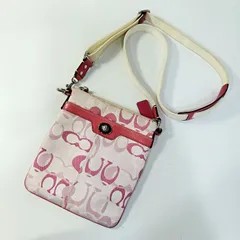 コーチ COACH ターンロック シグネチャー クロスボディ ショルダーバッグ 41258 キャンバス ナイロン パステルピンク 6015691e20250919