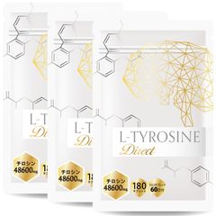 【3袋セット】L-チロシン ダイレクト 医師監修 チロシン サプリメント 48600mg L-チロシン配合 180粒 30～60日分 GMP国内工場製造 ビタミンB1,B6,E 栄養機能食品