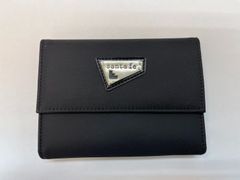 極美品 santafe サンタフェ ３つ折り財布 黒 プレートロゴ