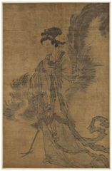 明 仙女鳳凰図 中国画 中国美術 53 x 82 cm 縦幅 東洋画 国画 装飾 コレクション 奉納