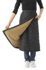 M_ブラック [onion cross] 巻き スカート キルティングスカート ラップスカート オーバースカート 中綿 裏フリース レディース (M, ブラック)