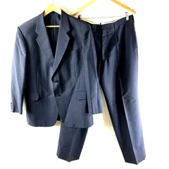 エイコクヤ Eikokuya スーツ シングルスーツ S2B ジャケット パンツ 肩パット スリット サイドポケット ストライプ 濃紺 959727