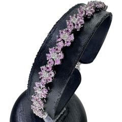 ピンクサファイア(通常加熱) 10.00ct ダイヤモンド 計1.25ct ブレスレット K18WGホワイトゴールド 18金  17.3g 17cm レディース 【中古】【真子質店】【NN】
