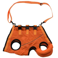 Funriche 犬 ハーネス リード セット 歩行補助 ペット 用品 服 中型犬 小型犬 介護 服 脚 障害 リハビリ 散歩 胴輪 簡単脱着(オレンジ S) [オレンジ] [S]