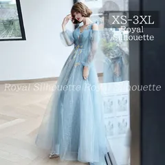 パーティードレス ナイトドレス ドレス ブルー 青 ゴールド 豪華 透け感  結婚式 大きいサイズ 謝恩会 XS S M L XL LL 2XL XXL 3XL XXXL パーティー 紐タイプ 姫系 発表会 プリンセス オフショルダー