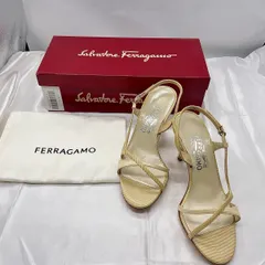 Salvatore Ferragamo サルヴァトーレ フェラガモ サンダル ベージュ系 ストラップ レザー イタリア製 6C 保存袋付き ブランド m9678
