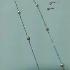 NO162   ＊2点セット＊淡水パールチェーンネックレス・ピアス・シルバー