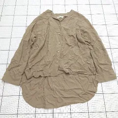 ◇ ⊂ nano universe ナノユニバース 大人カジュアル 長袖 ノーカラーカラーシャツ サイズF ブラウン系 レディース E  【1508200027401】