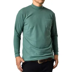 長袖Tシャツ 《グリーン》 新品 未使用 ロンT 鹿の子 ハイネック モックネック【C6R】【メール便2】 ファッション メンズ トップス 